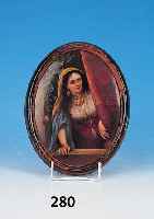 OVALE PORZELLANPLATTE, DEUTSCH, UM 1900, PORTRAIT EINER JUNGEN FRAU, SCHöNE BEMALUNG, OVAL, L. ALTERSSPUREN, RAHMEN BERIEBEN, H. 19.5 CM