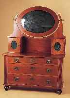 Spiegelkommode, Jugendstil, um 1900, Mahagoni massiv, geschliffener Spiegel, grüne Glaseinsätze, 160 x 115 x 50 cm, Alters- schäden