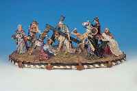 PORZELLANGRUPPE, SCHEIBE-ALSBACH, 20. JH., KREUZGANG, GRUPPE AUS 11 FIGUREN, BEMALT LEICHT BEST., H. 40 CM, B. 72 CM