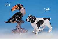 SKULPTUR, KARLSRUHER MAJOLIKA, PFEFFER- FRESSER, BUNT BEMALT, H. CA. 22 CM