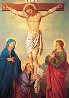UNBEK. KüNSTLER, DEUTSCH, 19.JH., CHRISTUS AM KREUZ, ÖL/LWD., L. KRATZSPUREN, 92 X 70 CM