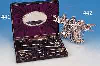 MANIKüRE-SET, FRANKREICH, UM 1900, 800ER SILBER, GEBRAUCHSTEILE STAHL, 10-TLG., SPIEGEL IM DECKEL, ORIG. ETUI