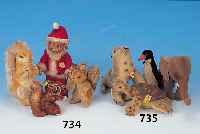 KONV. STEIFF-TIERE, VIER VERSCH. ELEFANTEN, UM 1955-65, 1 X SCHILDKRöTE, UM 1965, 2 X PINGUIN, EINE ROBBE, LEICHT BESPIELT