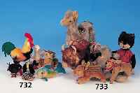KONVOLUT TIERPUPPEN, MEIST STEIFF, UM 1950- 1970, 2 X HUKI, 1 X WITTIE, HAHN, GANS, HUHN, FISCHE, 22 VERSCH. MINITIERE STEIFF, ALLE LEICHT ...