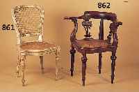 Stuhl, Frankreich, um 1870, Holz geschnitzt und weiß und goldfarben gefaßt, Sitzfläche undLehne geflochten, mit alters- und gebrauchs- bedingten ...
