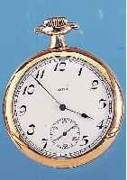 ELGIN HERRENTASCHENUHR LEPINE, REF.-NR. 3343010, UM 1923, METALL-SCHR.-GEH. HARTVERG.,2-TEIL. PERF. EMAILBL. SIGN., GEBL. STAHLZEI- GER, ...