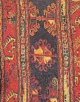SHAHSAWAN, MAFRASCH STIRNS. 57 X 50CM, EHZ4WOLLE AUF WOLLE, UM 1900