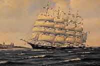 PEDERSEN, P., DäNISCHER MALER ANFANG DES 20. JH., DER VIERMASTER KOPENHAGEN IN VOLLER TAKELAGE, ÖL/MALKARTON, CA. 45 X 65 CM, R.