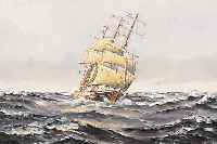 UNBEKANNTER SKANDINAVISCHER MALER, 1. HäLFTE 20. JH., SEGELSCHIFF AUF BEWEGTER SEE, ÖL/ LWD, RE. U. UNLESERLICH SIGN., CA. 45 X 65 CM,R.