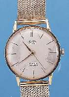 ARCTOS HERRENGOLDBANDUHR ELITE, REF.-NR. 390206, DEUTSCHLAND/SCHWEIZ UM 1960, GG 585/000-GEH. INCL. GG-FLECHTBAND, VERS. BLATT FL., BODEN ...