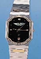 ASTON MARTIN HERRENARMBANDUHR QUARTZ, REF.- NR. 83515, SCHWEIZ UM 1988, EDELST., FL. AUS- FüHRUNG, MINERALFLACHGL., ZENTRALSEK., DATUM, ...