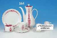 Teile eines Services, Fürstenberg, 20. Jh., Porzellan, lithogr. u. ausgemalt, floraler Dekor: 7 Tassen, H. 7 cm; Kannenh. ca. 25 cm; 12 ...