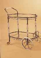 SERVIERWAGEN, WOHL ITALIEN, 50ER/60ER JAHRE, MESSINGMONTUREN M. GESCHLIFFENEN GLASAPPLIKEN,CA. 80 X 44 X 66 CM, GEBR.-SPUREN