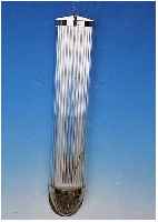 PAAR WANDLAMPEN, FRANKREICH, 20ER JAHRE, METALLMONTUREN VERNICKELT, EINGESETZTE GLAS- STäBE, JE ZWEI BRENNSTELLEN, L. JE CA. 75 CM, B. JE CA. ...