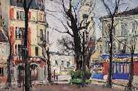 UNBEKANNTER MALER, PARIS, DAT. 1948, MONT- MARTRE, PLACE DE TETRE, ÖL/LWD., RE. U. UNLE- SERLICH SIGN. U. BEZEICHNET, RüCKSEITIG BEZ.: PARIS ...