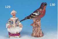 PORZELLANFIGUR, MEISSEN, UM 1860-80, BUNTE BEMALUNG, VOGEL AUF BAUMSTUMPF, H. CA. 15 CM, SCHWANZ U. SCHNABEL REST.