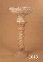 TAUFBECKEN, DEUTSCH, 60ER J., ALABASTER, REICH RELIEFIERT MIT STILISIERTEN ROSENRANKEN,H. CA. 97 CM, WAR CA. 25 JAHRE LANG IN EINER ...