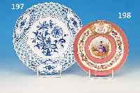 ZIERTELLER, MEISSEN, UM 1850/60, PORZELLAN, BLAUE UNTERGLASURBEMALUNG, ZWIEBELMUSTER, RANDIN DURCHBRUCHARBEIT, D. 23,5 CM