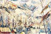 PIPPEL, OTTO EDUARD, 1878 LODZ-1960 PLANEGG, VERSCHNEITE WINTERLANDSHCAFT IM VORGEBIRGE, ÖL/MALKARTON, LI. U. SIGN., CA. 49 X 60 CM, R.
