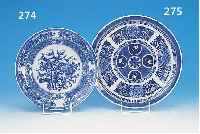 TELLER, CHINA, 19. JH., PORZELLAN, BLAUE BEMALUNG, D. 25 CM, MIN. ALTERSSP.