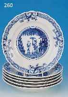 SECHS TIEFE TELLER, MEISSEN, 20. JH., 1. WAHL, PORZELLAN, BLAUE UNTERGLASURBEMALUNG MIT CHINOISERIEDEKOR, D. JE CA. 26 CM