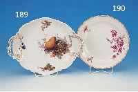 RUNDE SCHALE, MEISSEN, UM 1900, 1. WAHL, PORZELLAN, PURPURFARBENE FLORALE CAMAIEU- MALEREI, GOLDSTAFFAGE, D. CA. 27 CM