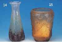 GROßE VASE, DEUTSCH, WMF IKORA, 30ER JAHRE, SOG. SCHAUMGLAS MIT GRüNEN UND DUNKELROTEN EINSCHMELZUNGEN, UNTERER RAND DREIFACH AUS- GEWöLBT, ...