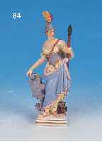 PORZELLANFIGUR, MEISSEN, UM 1890, ALLEGORISCHE DARSTELLUNG, BEMALT, Z.T. RESTAURIERT, GOLDSTAFFAGE, H. 15 CM