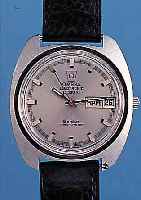 OMEGA HERRENARMBANDUHR ELEKTRONIK/CHRONOMETER, REF.-NR. 1980031, SCHWEIZ UM 1969, EDEL- ST., BODEN GESCHR., ZENTRALSEK., TAG U. DATUM,ELEKTROMECH. ...