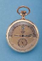 MODERNISTA HERRENTASCHENUHR LEPINE, REF.-NR.17457, SCHWEIZ UM 1908, METALL ROTVERG., BODENSYM. GUILL., MONOGRAMSP. FREI, SEKTORFöRM. ...