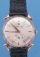 GIRARD PERREGAUX HERRENARMBANDUHR, SCHWEIZ/ ARGENTINIEN UM 1948, RG 750/000 2.GEH. M. BE- TONTEN BANDANST., GLASR. GEDR., BLATT REST., RUNDANKERW., ...