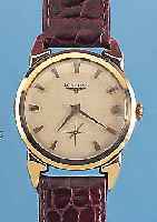 LONGINES HERRENARMBANDUHR, REF.-NR. 286542, SCHWEIZ/USA UM 1952, GG-FILLED, GLASR. GEDR., VERS. BLATT, RUNDANKERWERK, 17 ST., HANDAUF- ZUGKAL. 23Z, ...
