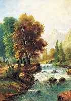 UNBEKANNTER KüNSTLER DES AUSGEHENDEN 19. JH., GEBIRGSLANDSCHAFT MIT REIßENDEM BACH, ÖL/ LWD, DOUBLIERT, LI. U. UNLESERLICH SIGN., CA. 68 X 55 ...