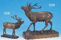 BRONZESKULPTUR, SIGN. H. PIRSCHEL, RöHRENDER HIRSCH, 30 X 30 X 13 CM