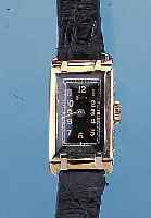 CENTRA DAMENARMBANDUHR, REF.-NR. 82313, DEUTSCHLAND UM 1939, GG 585/000, SCHARNIERGEH.SEITL. SCHMUCKGRAV., ZU DEN BANDANST. M. WG- STREIFEN, ...