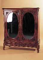 HALBSCHRANK, FRANKREICH, UM 1900, NUßBAUMFURNIER, TüRFüLLUNGEN VERSPIEGELT, FüßE SEK., CA. 124X110X44 CM