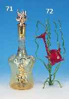 Deckelflasche, Lauscha, wohl 50er Jahre, vor der Lampe geblasen, innen mit stil. Männ- chen, H. 29 cm, Deckel auch in stil. Kopf- form