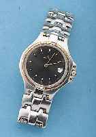 DELMA HERRENARMBANDUHR FLORIDA, REF.-NR. 467-064GL, SCHWEIZ UM 1996, EDELST. MATT., DOPPELTE UNSICHTB. FALTSCHL., GG 750/000-EINL.KRONE M. ...