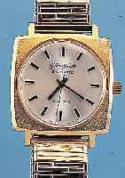 GLASHÜTTE HERRENARMBANDUHR SPEZIMATIC, REF.-NR. 403875, DEUTSCHLAND UM 1970, METALL HART- VERG., CARREE-CAMBRE-FORM, EDELST.-BODEN ...