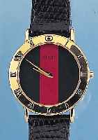 KONVOLUT: 2 DESIGNERARMBANDUHREN, 1X GUCCI, ORIG.-ZUSTAND, 1996, EZ 2, 1X LAURA BIAGOTTI/ MICHEL JORDI-LEDERBAND, UM 1997, ORIG.-ZUSTANDEZ 2, BEIDE ...