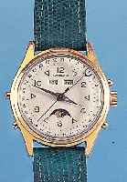 LIBAN WATCH CO. HERRENARMBANDUHR AUTOMATIK, REF.-NR. 42/698, SCHWEIZ UM 1955, METALL HART-VERG. BER., EDELST.-SCHR.-BODEN, VOLLKALENDER-ANZ. INCL. ...