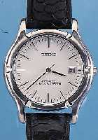 SEIKO HERRENARMBANDUHR, A.G.S.365937, JAPAN UM 1997, EDELST. TEILW. POL., TEILW. SATIN., SAPHIRFLACHGL., BODEN GESCHR., UNGETR.LAGERW., ...