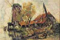 FRIEDRICH, W., MANNHEIMER MALER, 20. JH., ALTE WERFT IN HOLSTEIN, ÖL/LWD, RE. U. SIGN., CA. 31 X 35 CM, R.