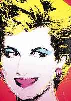 KUHL, HANS-JüRGEN, GEB. 1941 DATTENFELD/SIEG, LEBT IN KöLN, PORTRäT DER DIANA, MIT ACRYL üBERARBEITETER SIEBDRUCK AUF LWD, UNSIGN., CA.85 X 85 ...