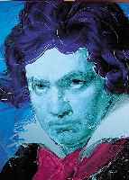 KUHL, HANS-JüRGEN, GEB. 1941 DATTENFELD/SIEG, LEBT IN KöLN, PORTRäT DES BEETHOVEN, MIT ACRYLFARBEN üBERARBEITETER SIEBDRUCK AUF LWD, ...