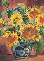 OSSWALD, FRITZ, 1878 ZüRICH-1966 STARNBERG, STILLEBEN MIT SONNENBLUMEN, ÖL/LWD, RE. U. SIGN., CA. 62 X 50 CM, R.