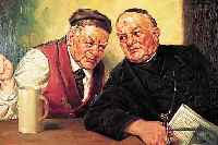 KöNIG, HEIN, 1891 GROßENDRESCHEID/WESTFALEN- 1971 MüNCHEN, BAUERN AM STAMMTISCH, ÖL/LWD, LI. U. SIGN. UND BEZ.: MüNCHEN, CA. 50 X 70CM,R.