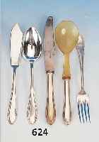 TAFELBESTECK, DEUTSCH, UM 1910, 90ER SILBER-AUFLAGE, BESTEHEND AUS 12 MESSERN, 12 GABELN, 11 LöFFELN, 12 KAFFEELöFFELN, 12 FISCHMESSERN,8 ...