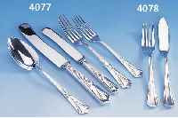 FISCHBESTECK FüR 12 PERSONEN, VERSILBERT, BEST. AUS 12 GABELN UND 12 MESSER, IM ART- DECO-STIL, GEBR.-SP.