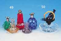 10 VERSCHIEDENE FLAKONS, BöHMEN, 19. U. 20. JH., 1 X FARBLOSES GLAS MIT BLAUEM ÜBER- FANG, 1 X REICH FACETTIERT, Z. T. GELB GE- BEIZT, ...